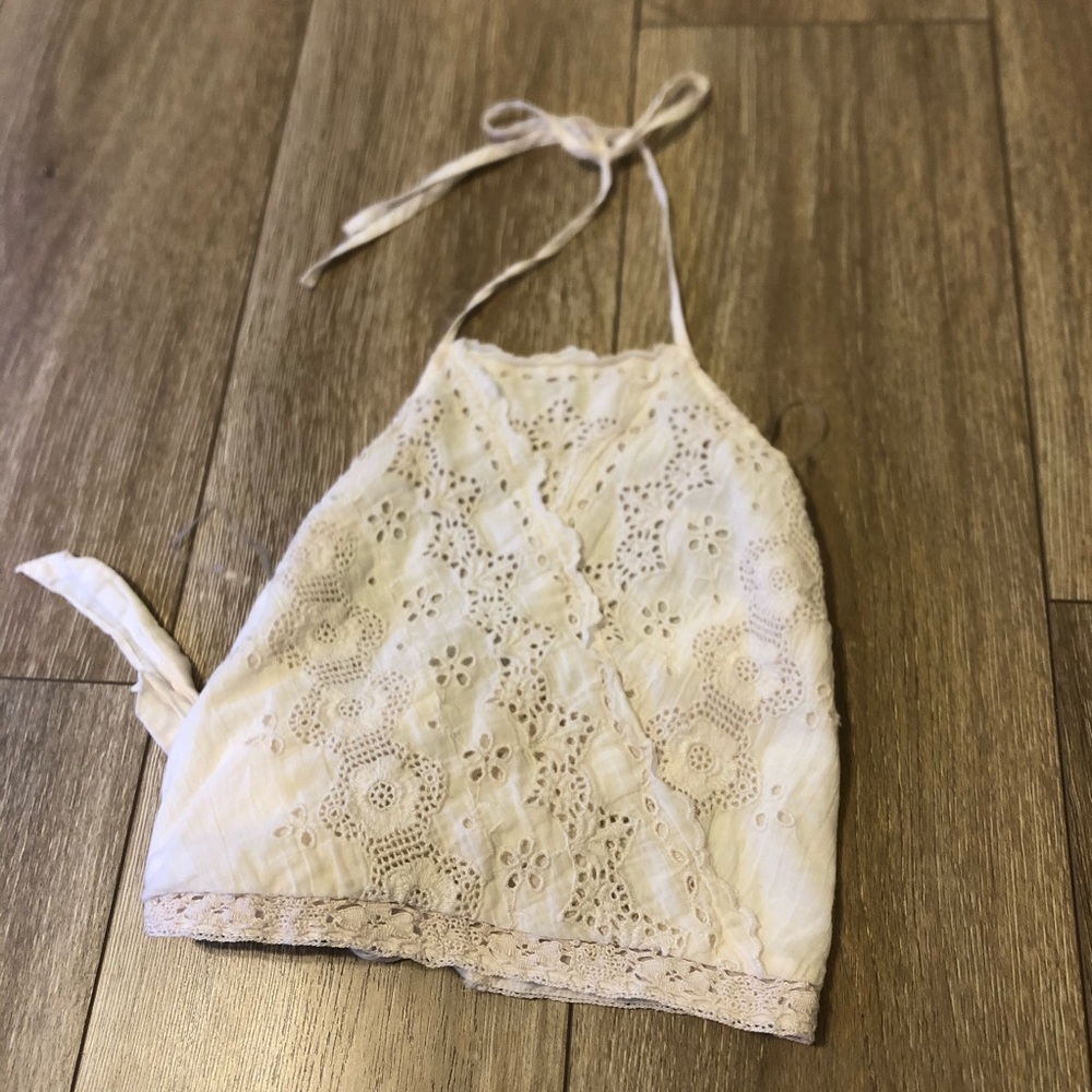 Women’s White Crochet Halter Top